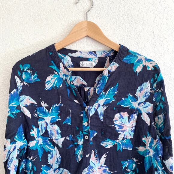 Carve Designs Dylan Gauze Shirt Stargazer Floral 100% Organic Cotton Gauze Top - Picture 3 of 10